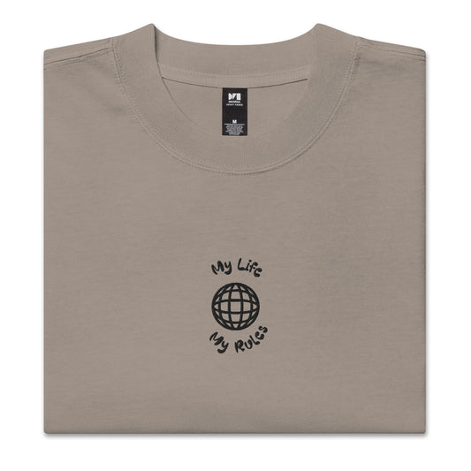 Unisex My Life/Rules Oversized Faded T-Shirt
